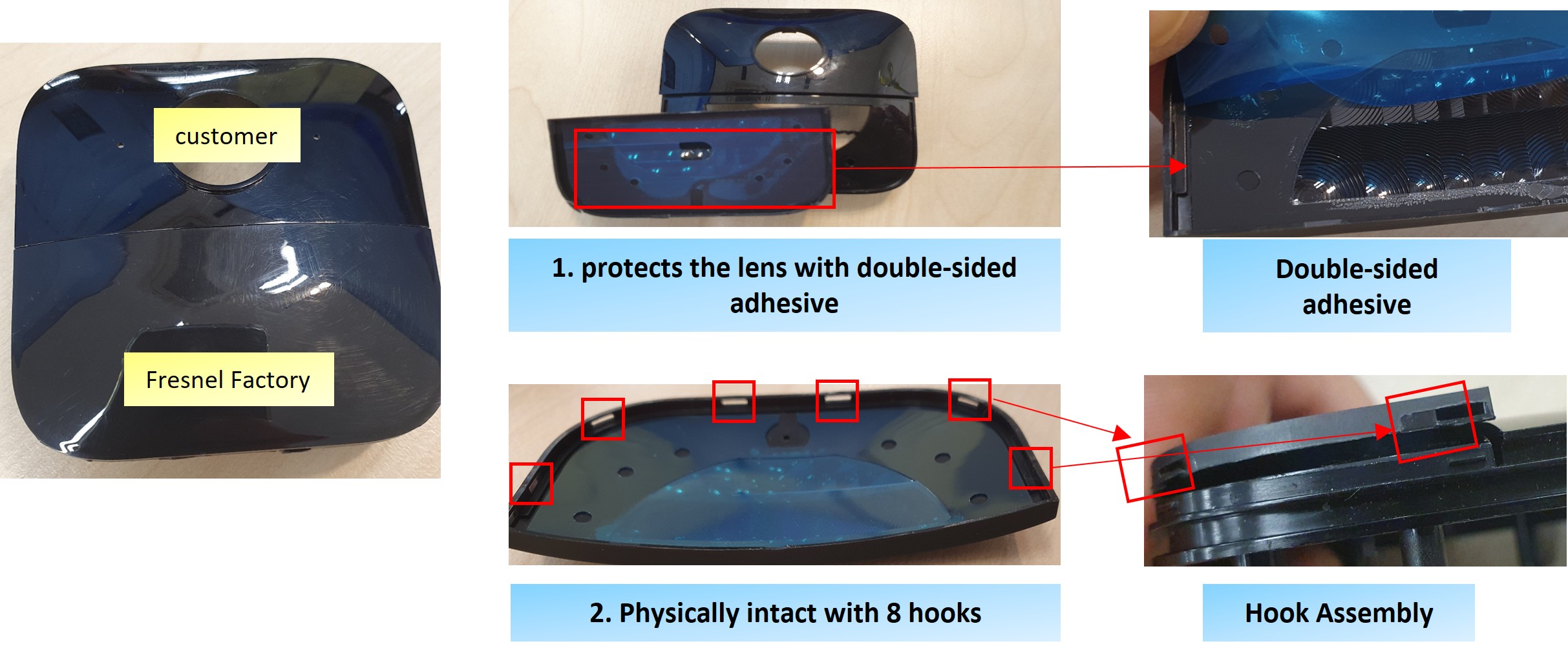 Practical ways to assemble using a hook and adhesive